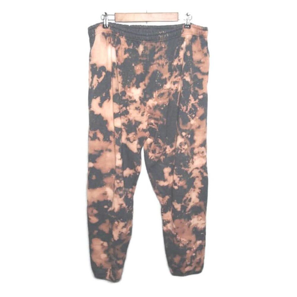 Upcycled Custom Bleached Tie Dye Gray Sweatpants Sz XL